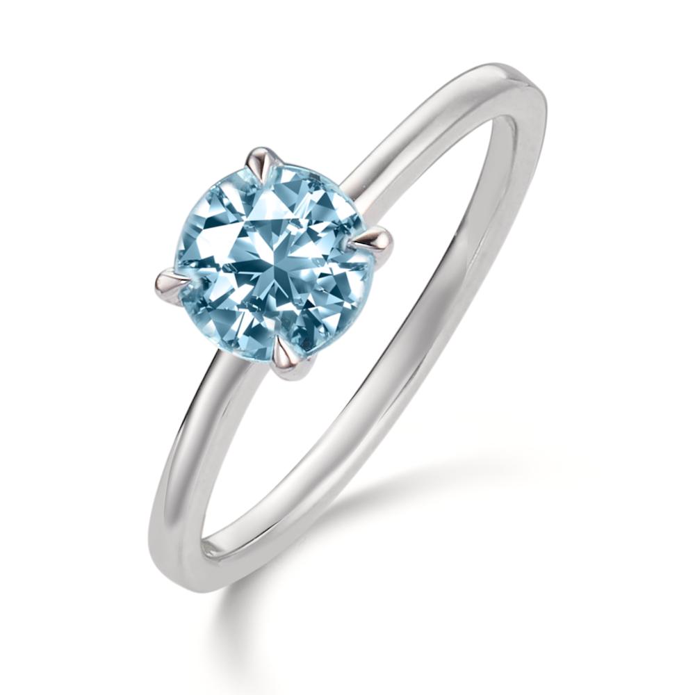 Bague Or blanc 9K Topaze bleu Ø6 mm-606754