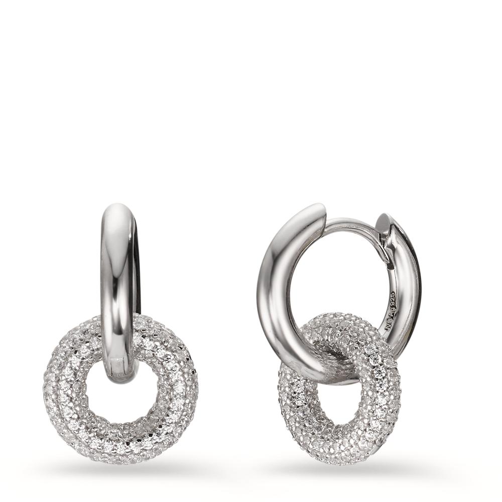 Créoles à charnières Argent Zircone Rhodié-606824
