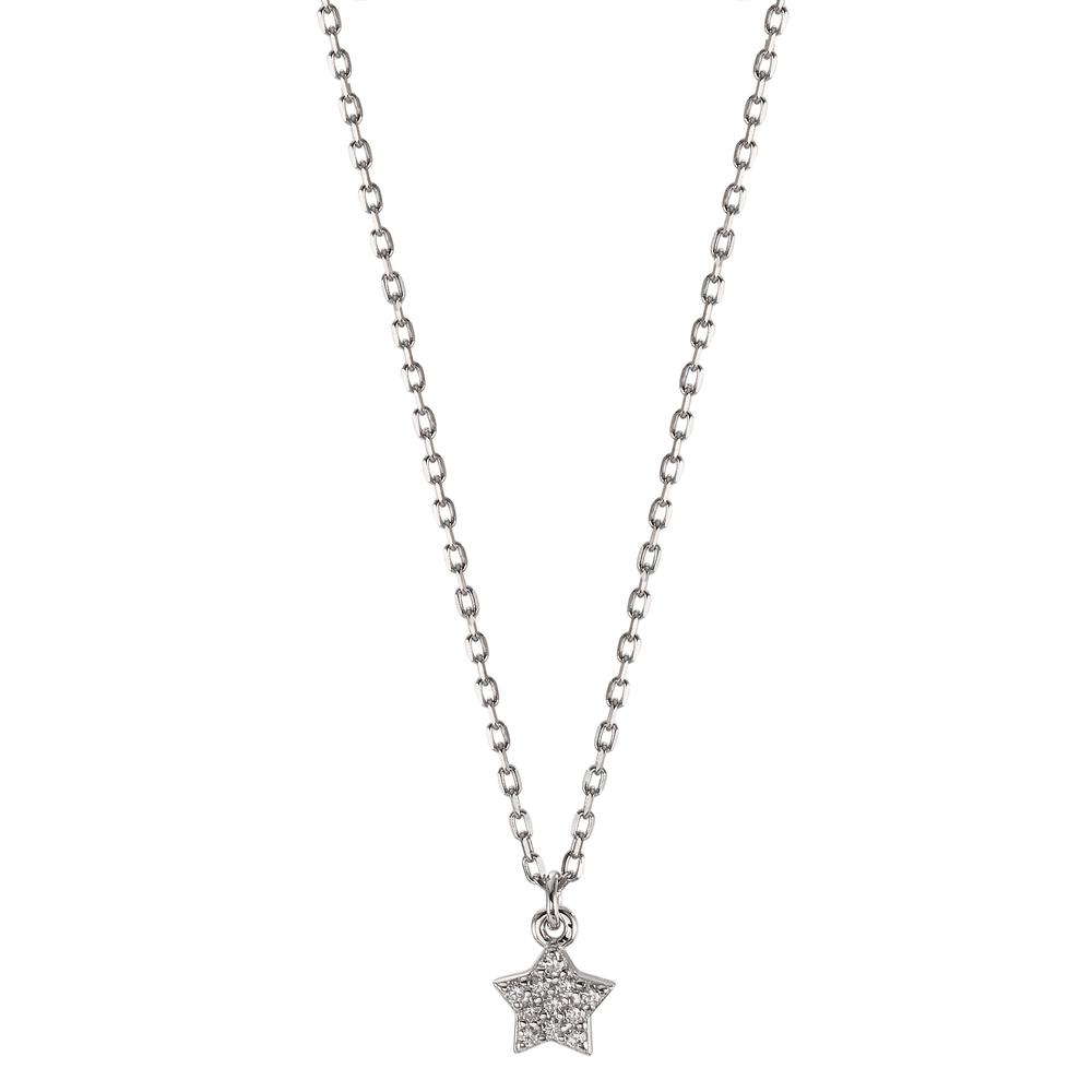 Collier Argent Zircone Rhodié Étoile 39-44 cm-606833