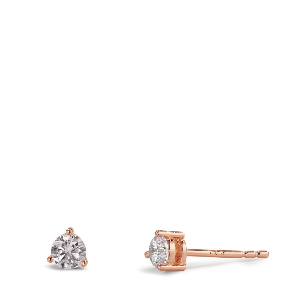 Clous d'oreilles Argent Zircone 2 Pierres rosé Plaqué or Ø4.5 mm-606835