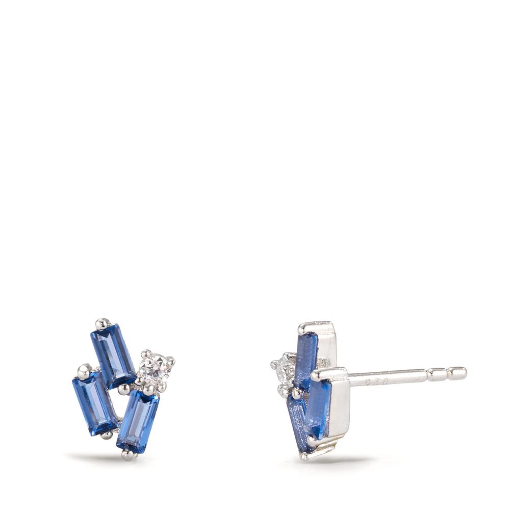 Clous d'oreilles Argent Zircone 8 Pierres Rhodié Ø7 mm-606836