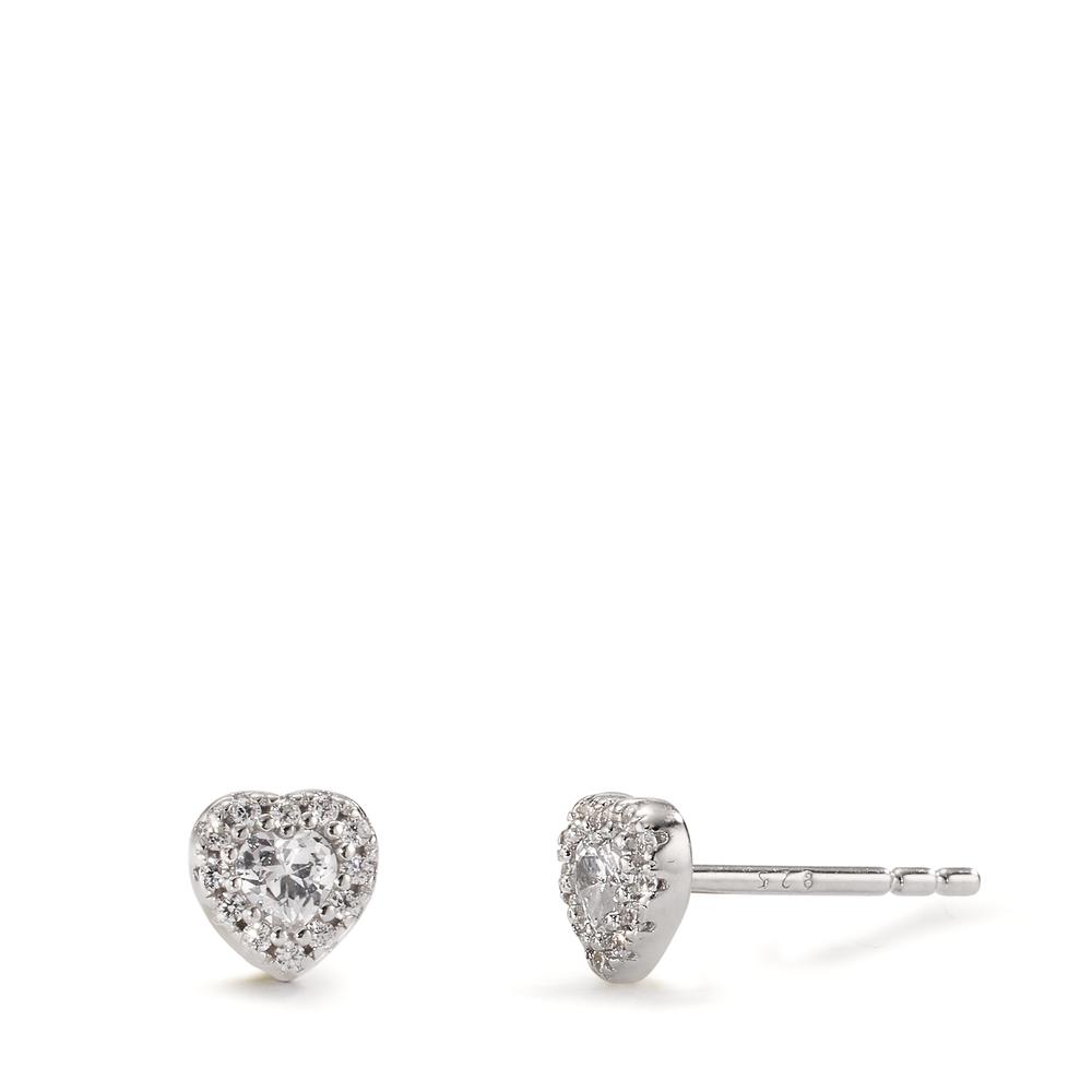 Clous d'oreilles Argent Zircone Rhodié Coeur Ø5.5 mm-606837