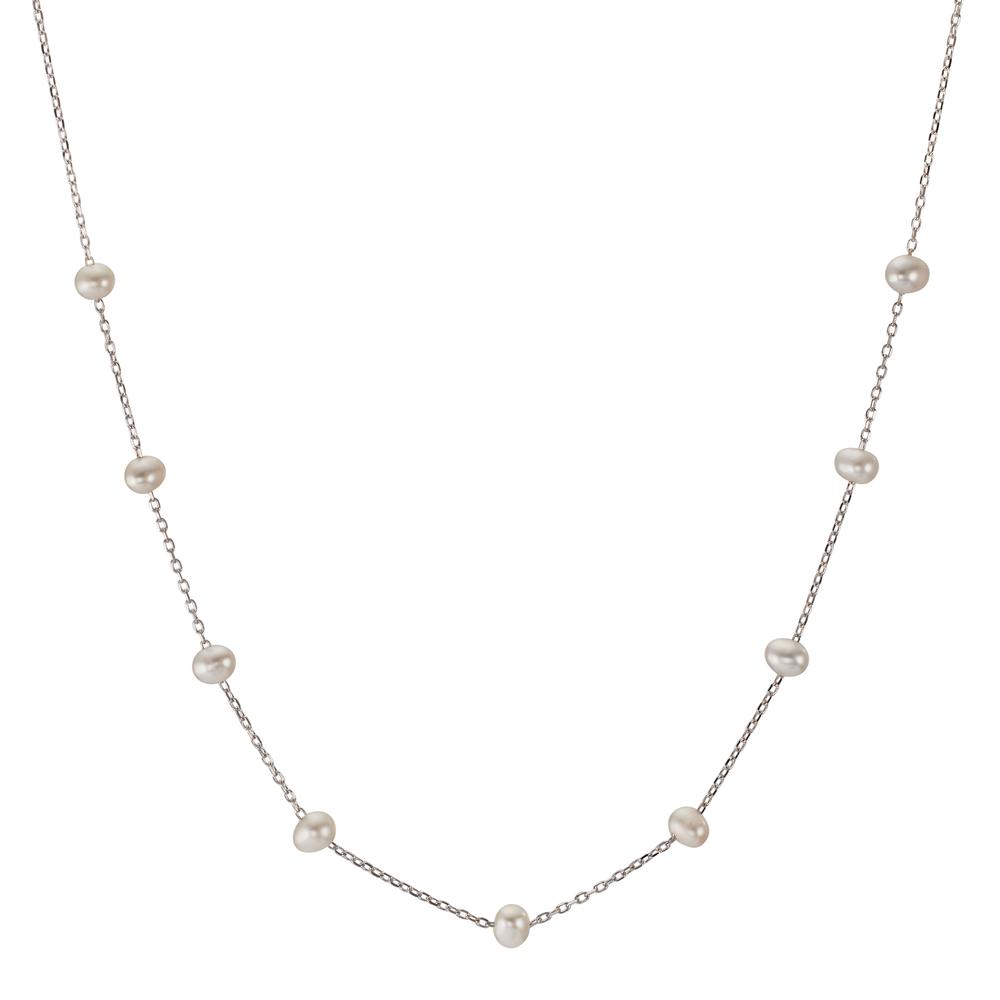 Collier Argent Zircone Rhodié perle d'eau douce, 9 Perles, 3 mm 34-42 cm-606840