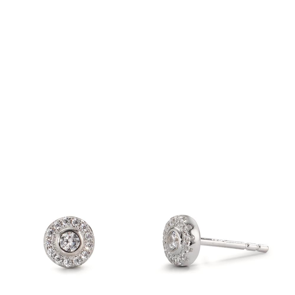 Clous d'oreilles Argent Zircone Rhodié Ø6 mm-606851