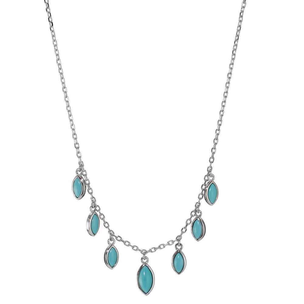 Collier Argent [synth. Stein] turquoise, 7 Pierres Rhodié 40-44 cm-606858