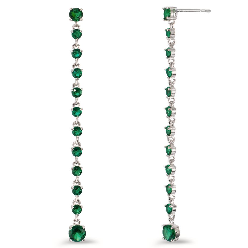 Pendant d'oreilles Argent Zircone vert, 24 Pierres Rhodié-606859