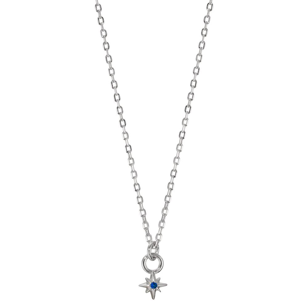 Collier Argent Zircone bleu Rhodié Étoile 36-41 cm-606860