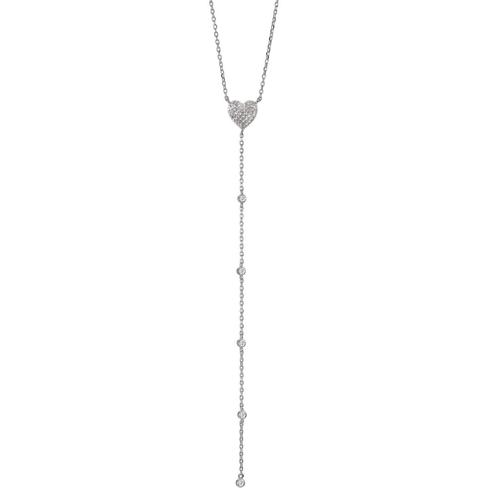 Collier Argent Zircone Rhodié Coeur 41-46 cm-606866