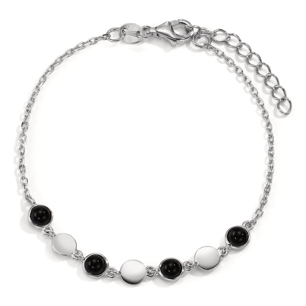 Bracelet Argent Onyx 4 Pierres Rhodié 16-19 cm-606870