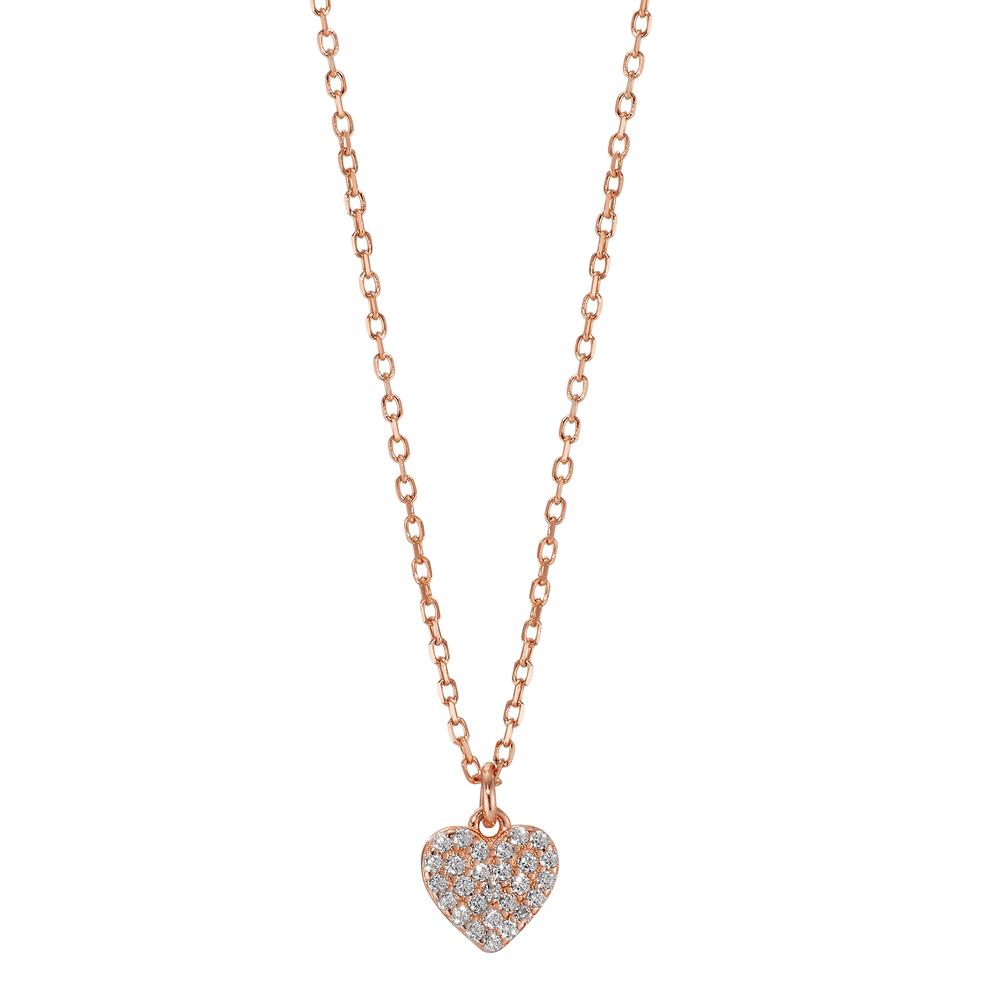 Collier Argent Zircone rosé Plaqué or Coeur 39-44 cm-606873