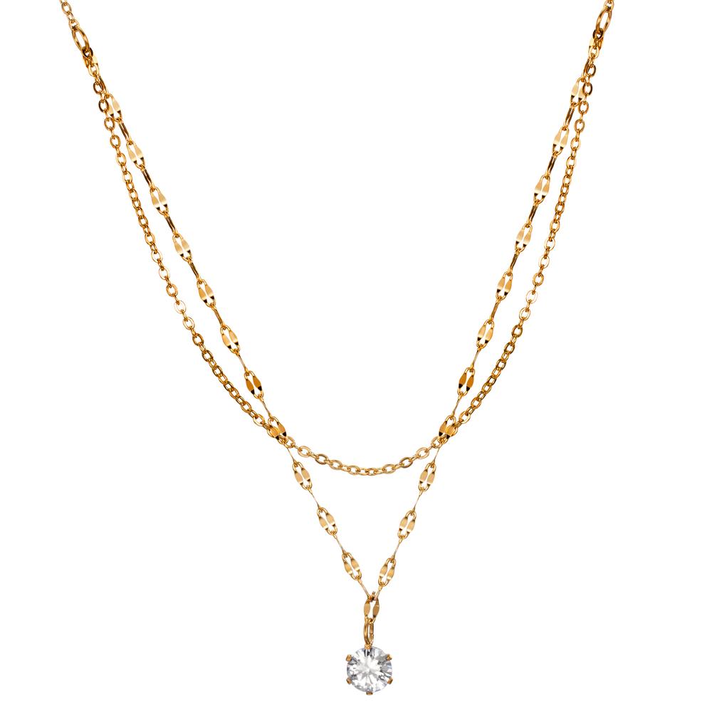 Collier Acier inoxydable Zircone 6 mm jaune PVD 40-44 cm-607014