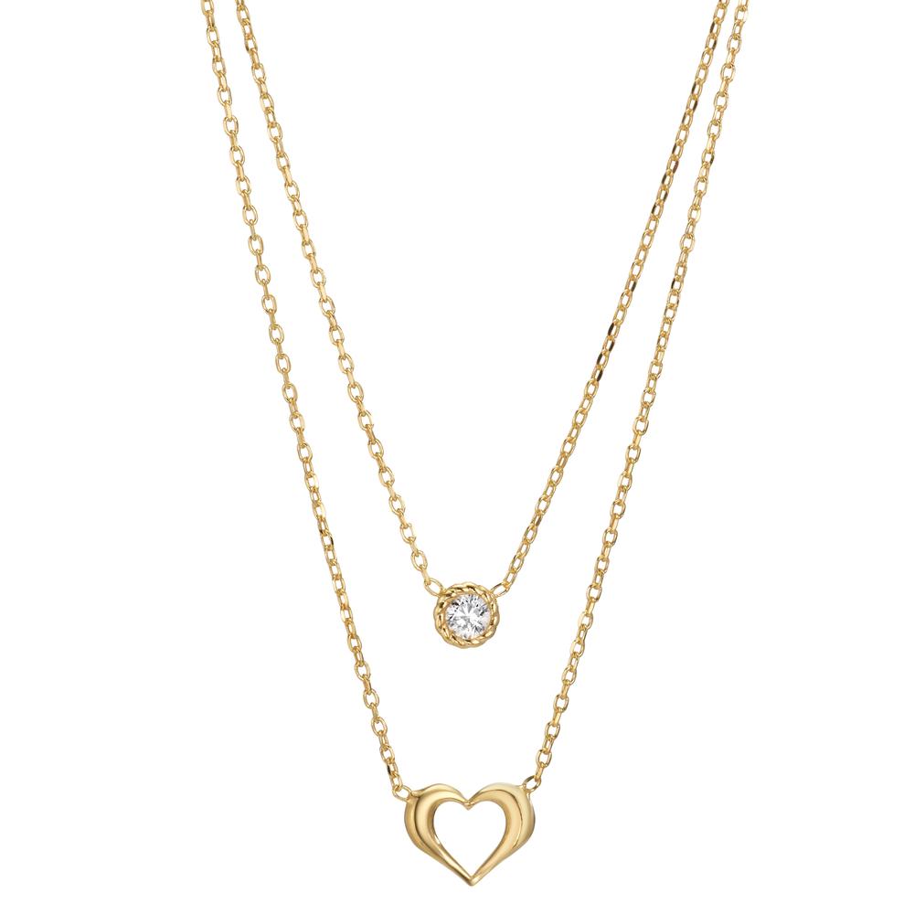 Collier Silber Zirkonia gelb vergoldet Herz 40-45 cm verstellbar-607060