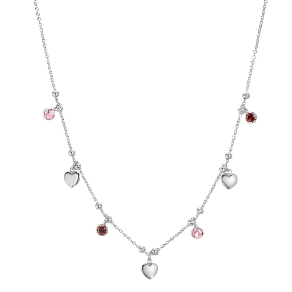 Collier Argent Zircone 4 Pierres Rhodié Coeur 40-45 cm-607074