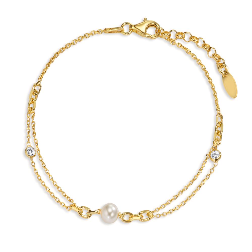 Bracelet Argent Zircone 2 Pierres jaune Plaqué or 16-19 cm-607077