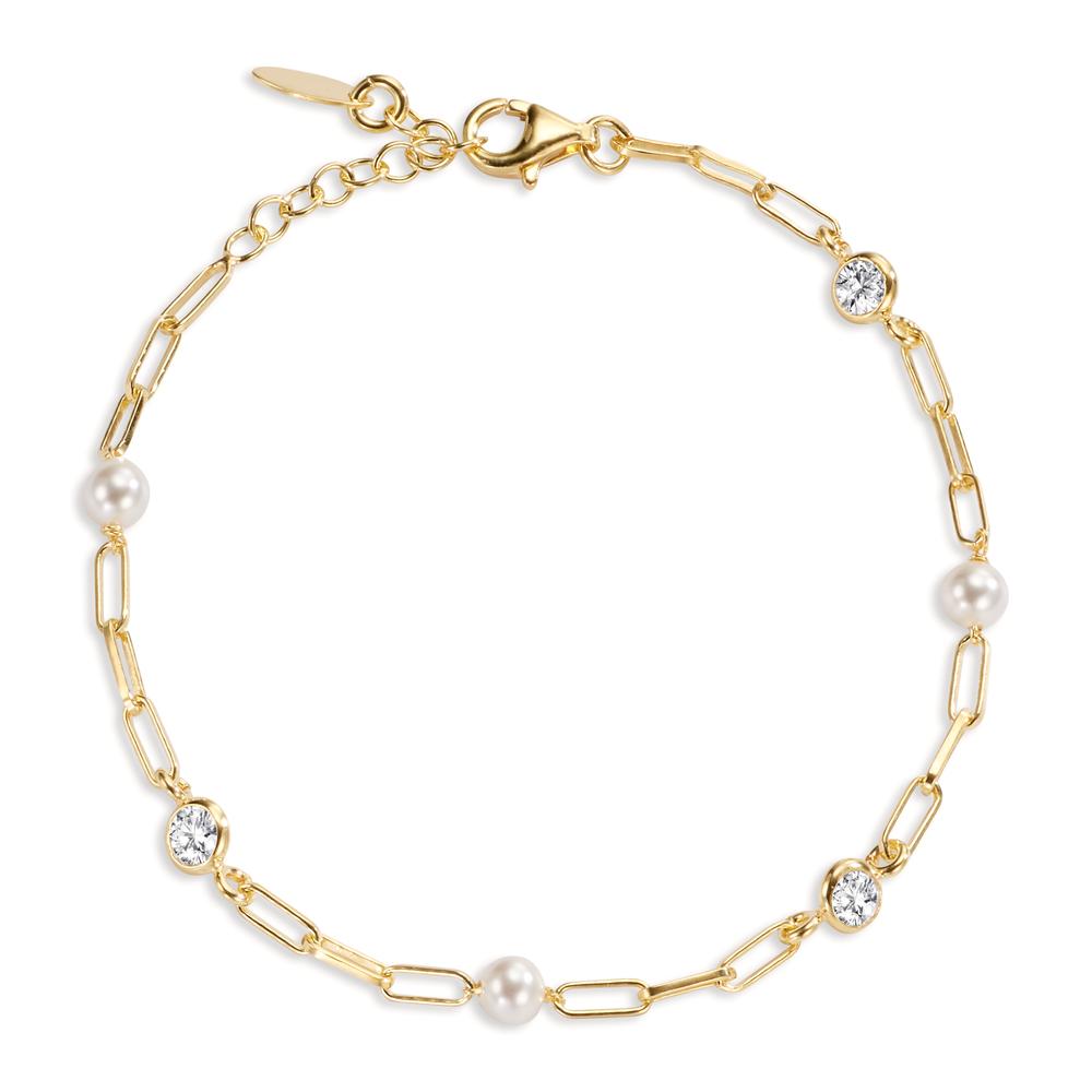 Bracelet Argent Zircone 3 Pierres jaune Plaqué or 16-19 cm-607080
