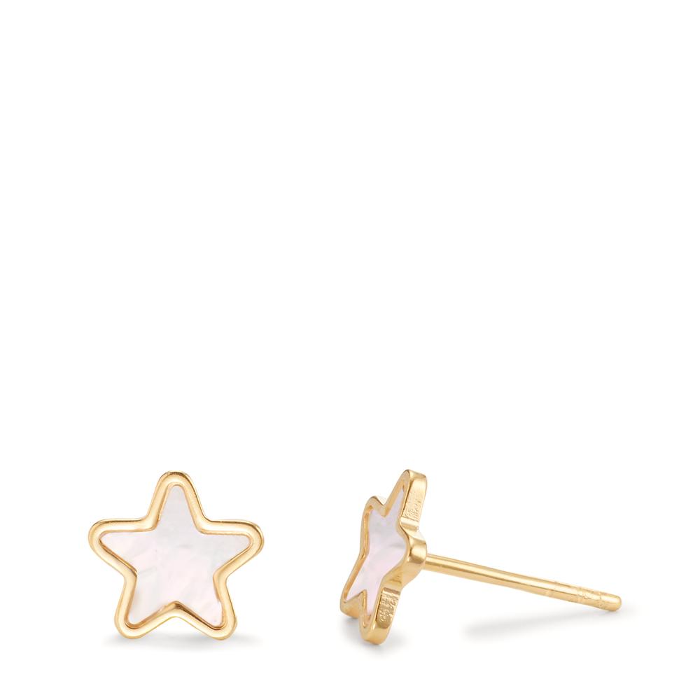 Clous d'oreilles Argent jaune Plaqué or nacre Étoile Ø8 mm-607083