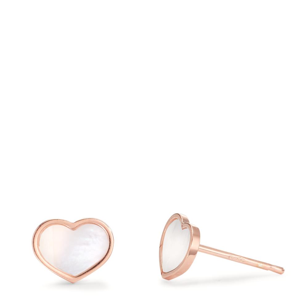 Clous d'oreilles Argent rosé Plaqué or nacre Coeur Ø8 mm-607084