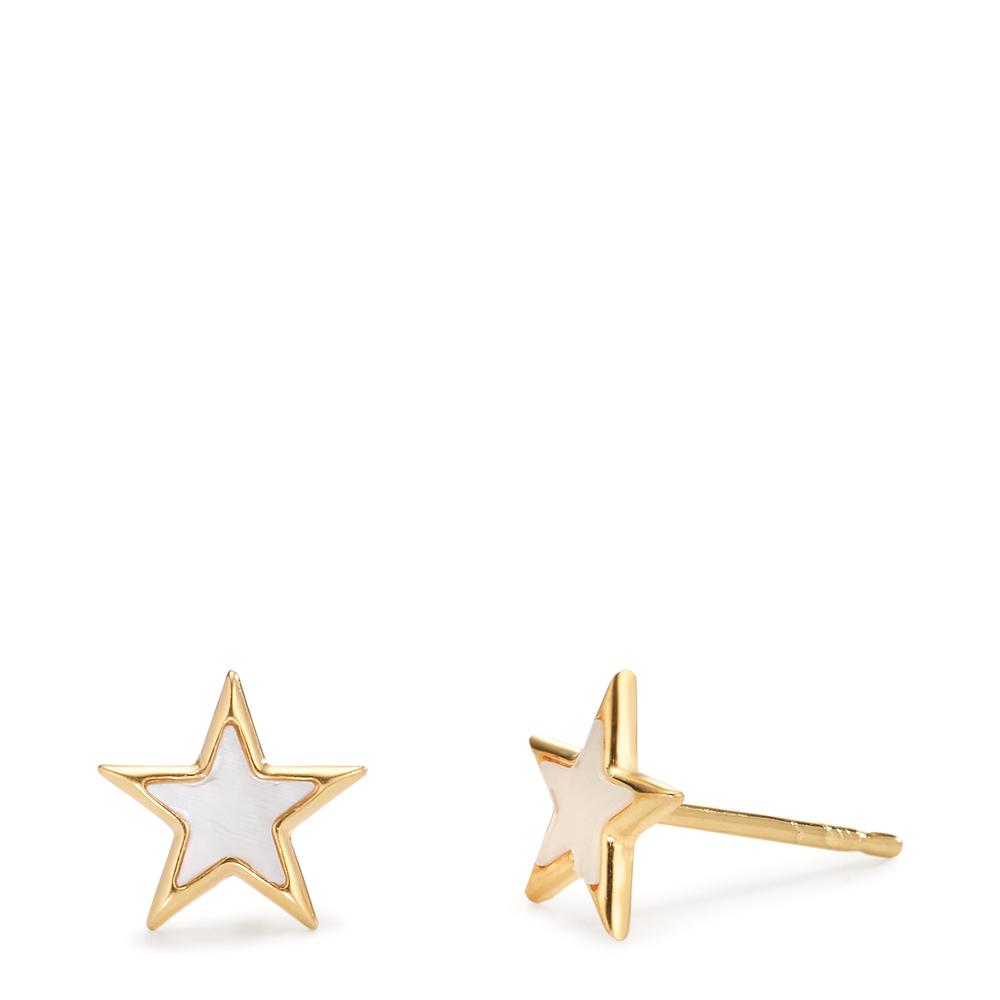 Clous d'oreilles Argent jaune Plaqué or nacre Étoile Ø8 mm-607091