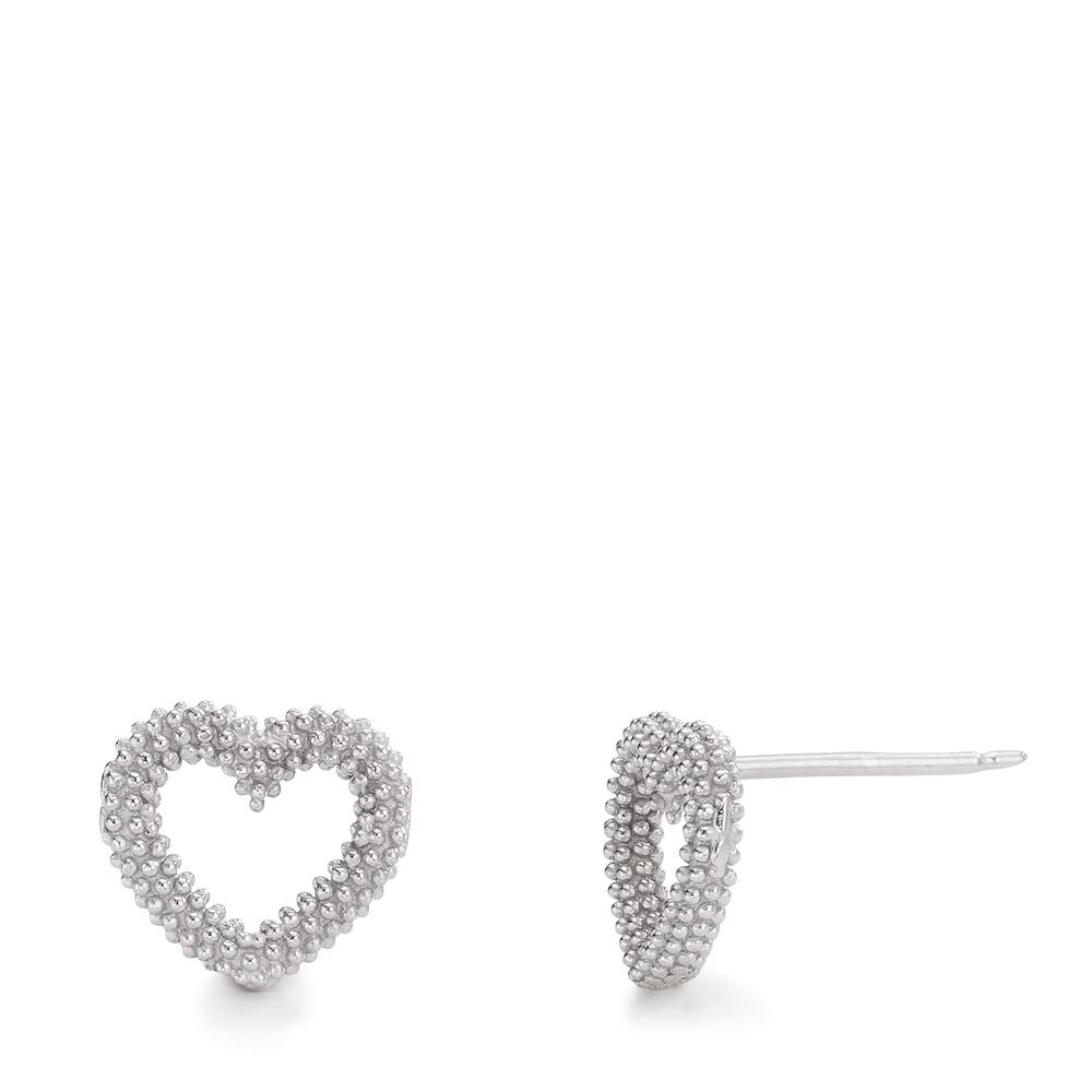Clous d'oreilles Argent Rhodié Coeur Ø9.5 mm-607101