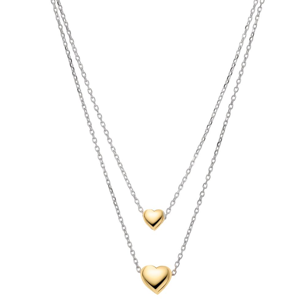 Collier Argent jaune Bicolore Coeur 40-45 cm-607112