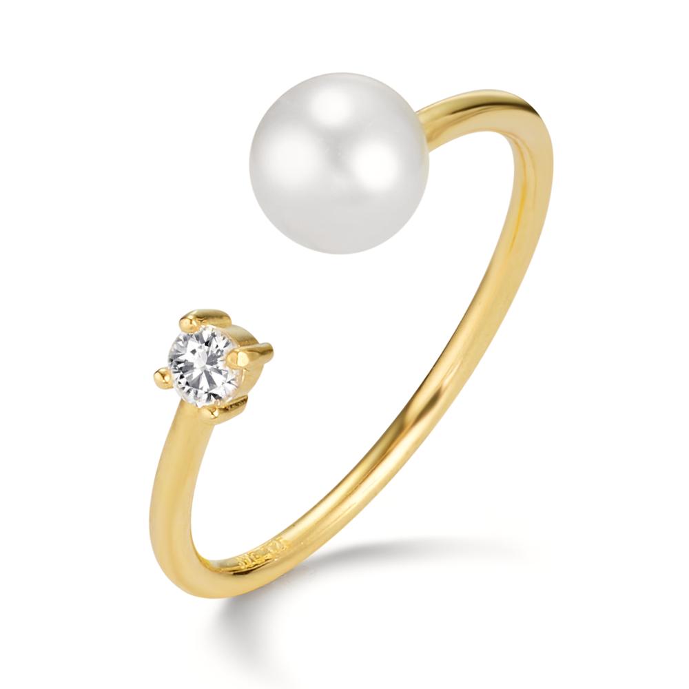 Bague Or jaune 9K Zircone perle d'eau douce, 5 mm-607129