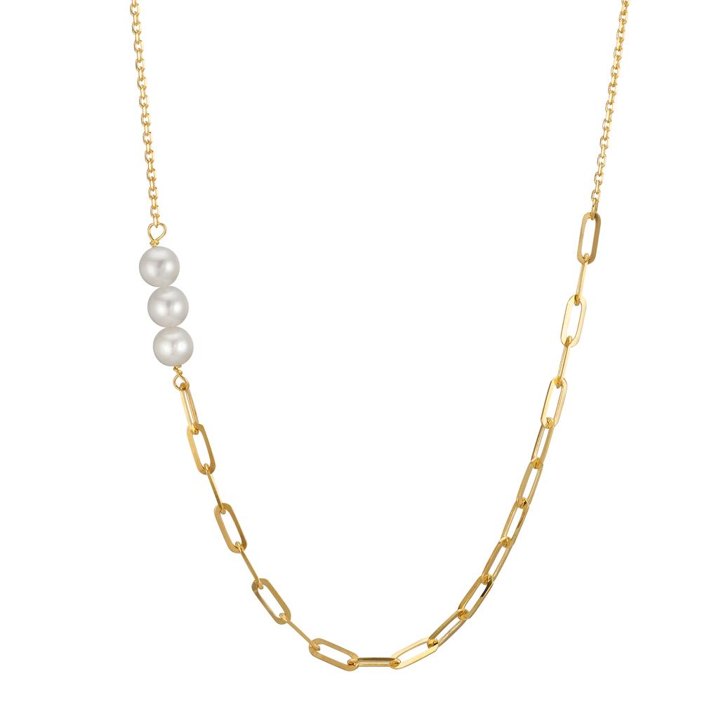 Collier Or jaune 9K perle d'eau douce, 3 Perles, 4 mm 42 cm-607140