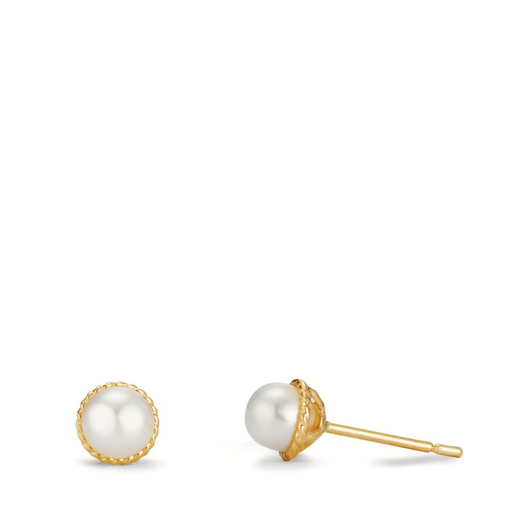 Clous d'oreilles Or jaune 9K perle d'eau douce Ø5 mm-607143