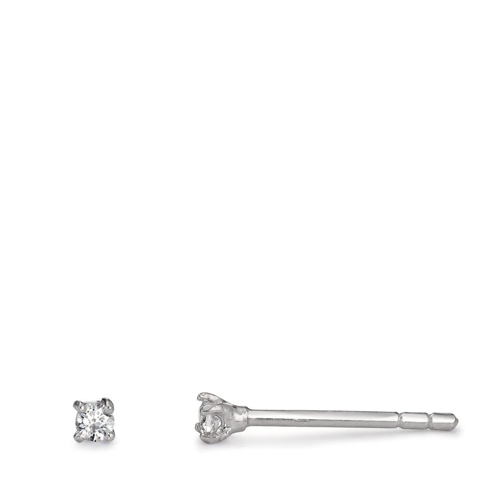 Clous d'oreilles Argent Zircone 2 Pierres Rhodié Ø2 mm-607151