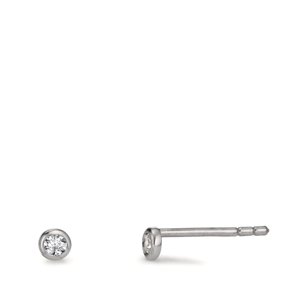 Clous d'oreilles Argent Zircone 2 Pierres Rhodié Ø3 mm-607152