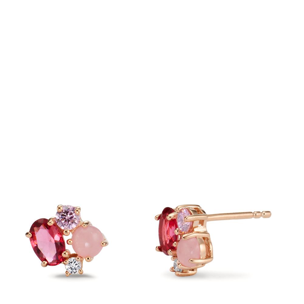 Clous d'oreilles Bronze Zircone 8 Pierres Plaqué or Ø9 mm-607162