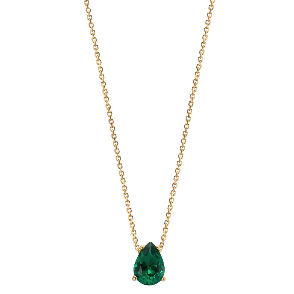 Collier Or jaune 14K Zircone vert 39-42 cm-607175