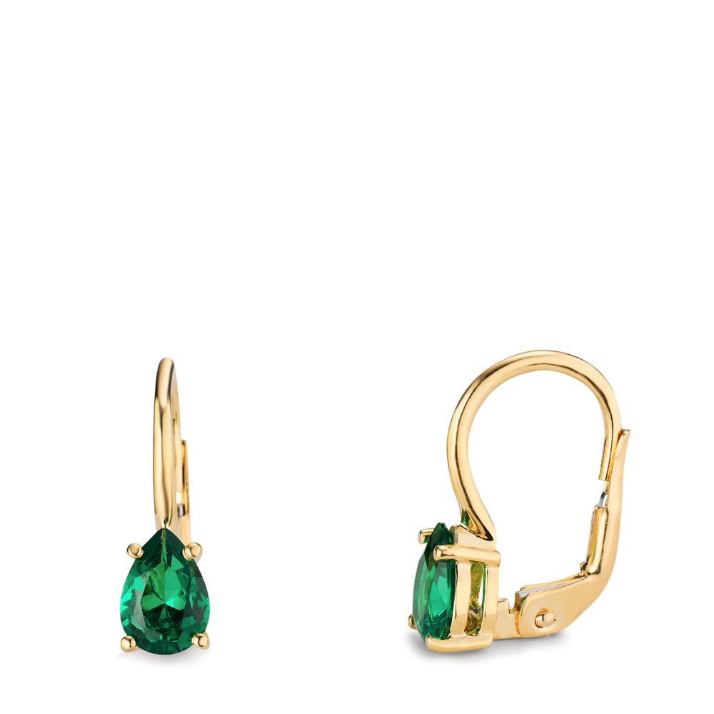 Pendant d'oreilles Or jaune 14K Zircone vert, 2 Pierres-607178