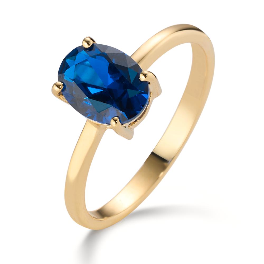 Bague Or jaune 14K Zircone bleu-607179