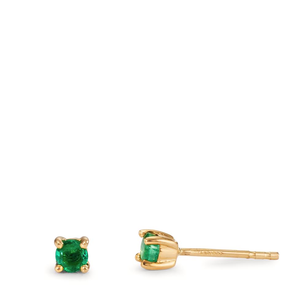 Clous d'oreilles Or jaune 18K Émeraude 2 Pierres Ø3 mm-607217