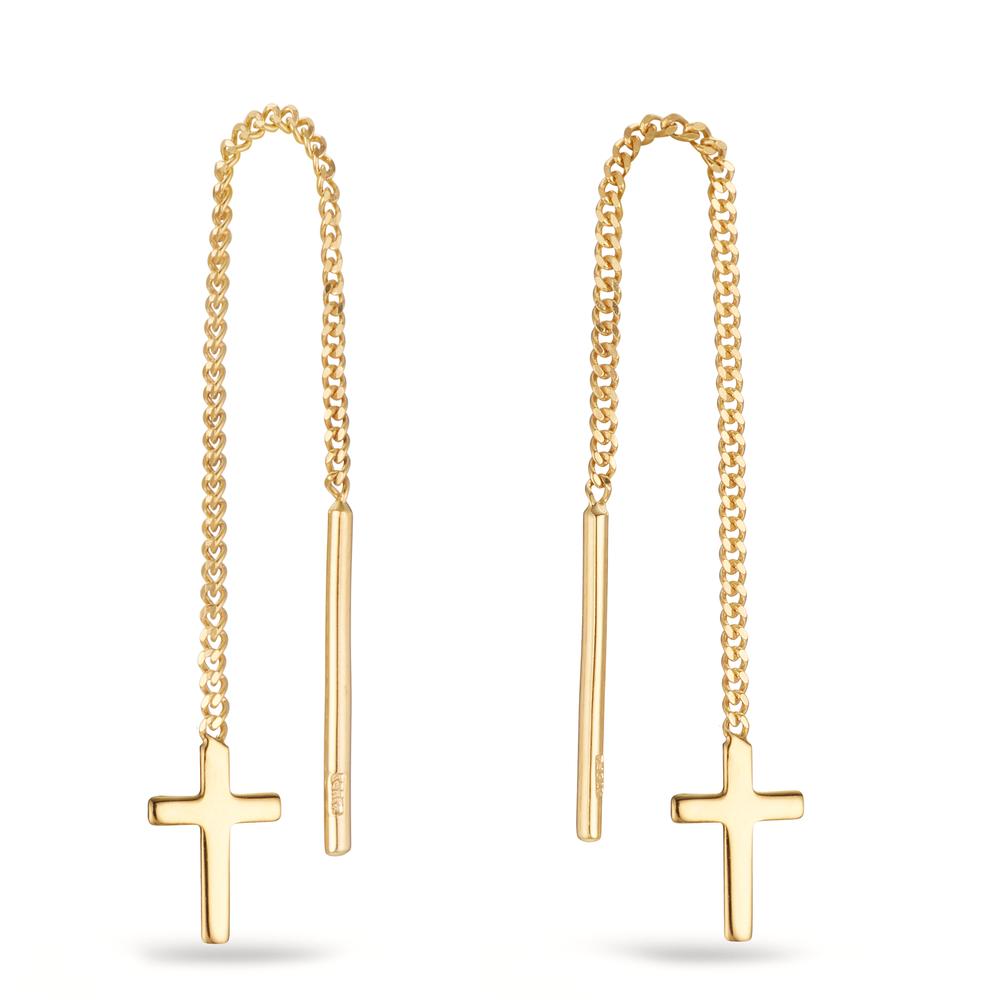 Boucles d'oreilles pendantes Or jaune 9K Croix-607305