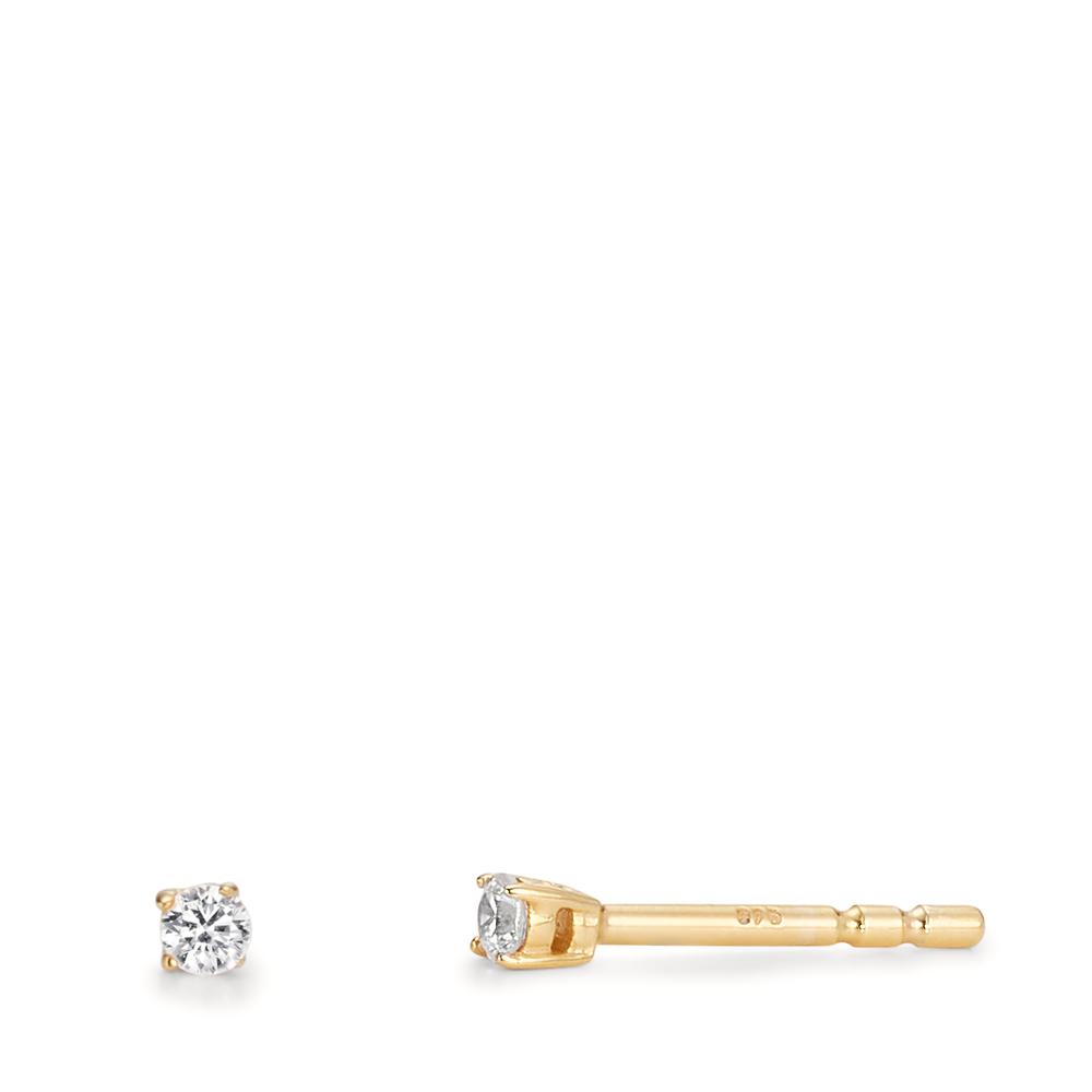 Clous d'oreilles Or jaune 9K Zircone 2 Pierres Ø2 mm-607310