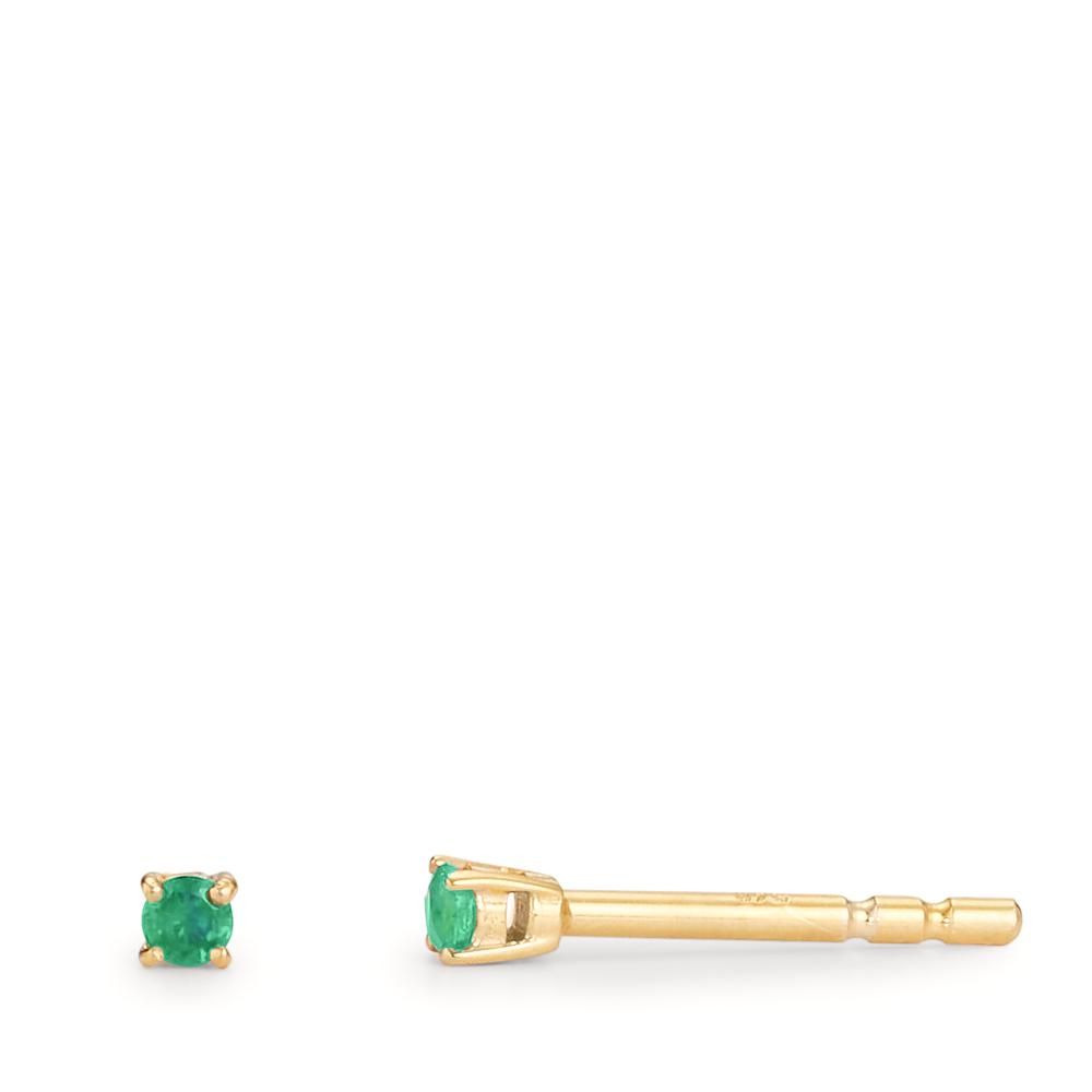 Clous d'oreilles Or jaune 9K Émeraude 2 Pierres Ø2 mm-607312