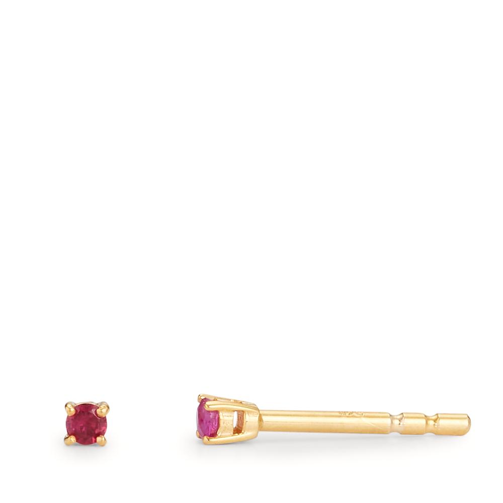 Clous d'oreilles Or jaune 9K Rubis 2 Pierres Ø2 mm-607313