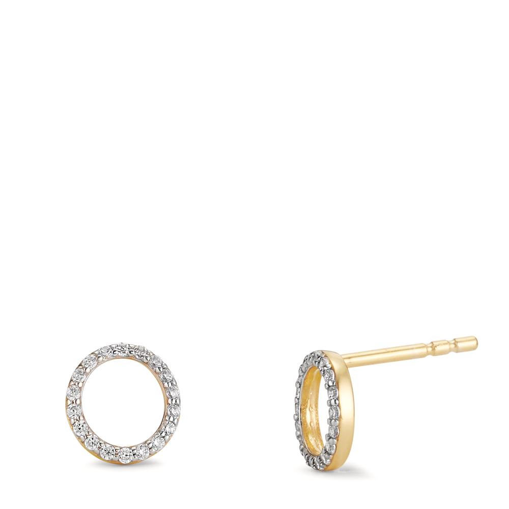 Clous d'oreilles Or jaune 9K Zircone Ø8 mm-607317