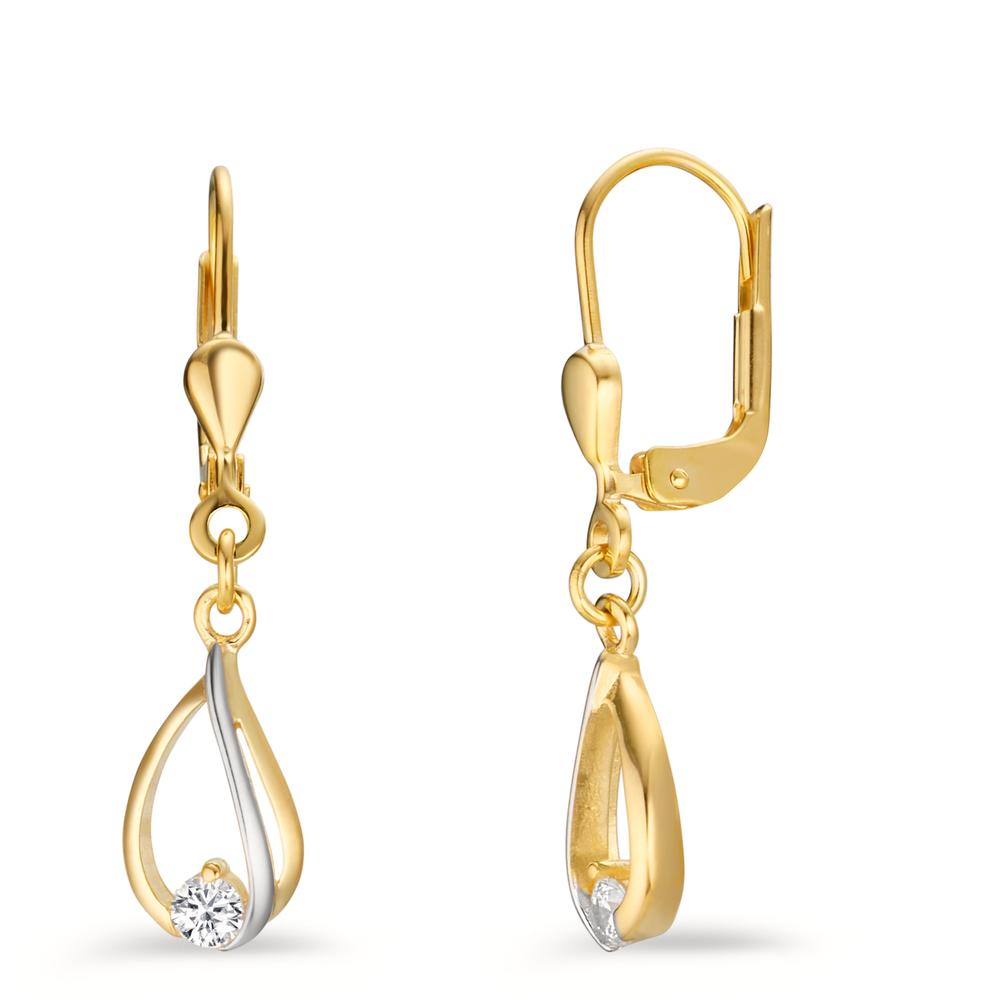 Ohrhänger 375/9 K Gelbgold Zirkonia 2 Steine bicolor-607322