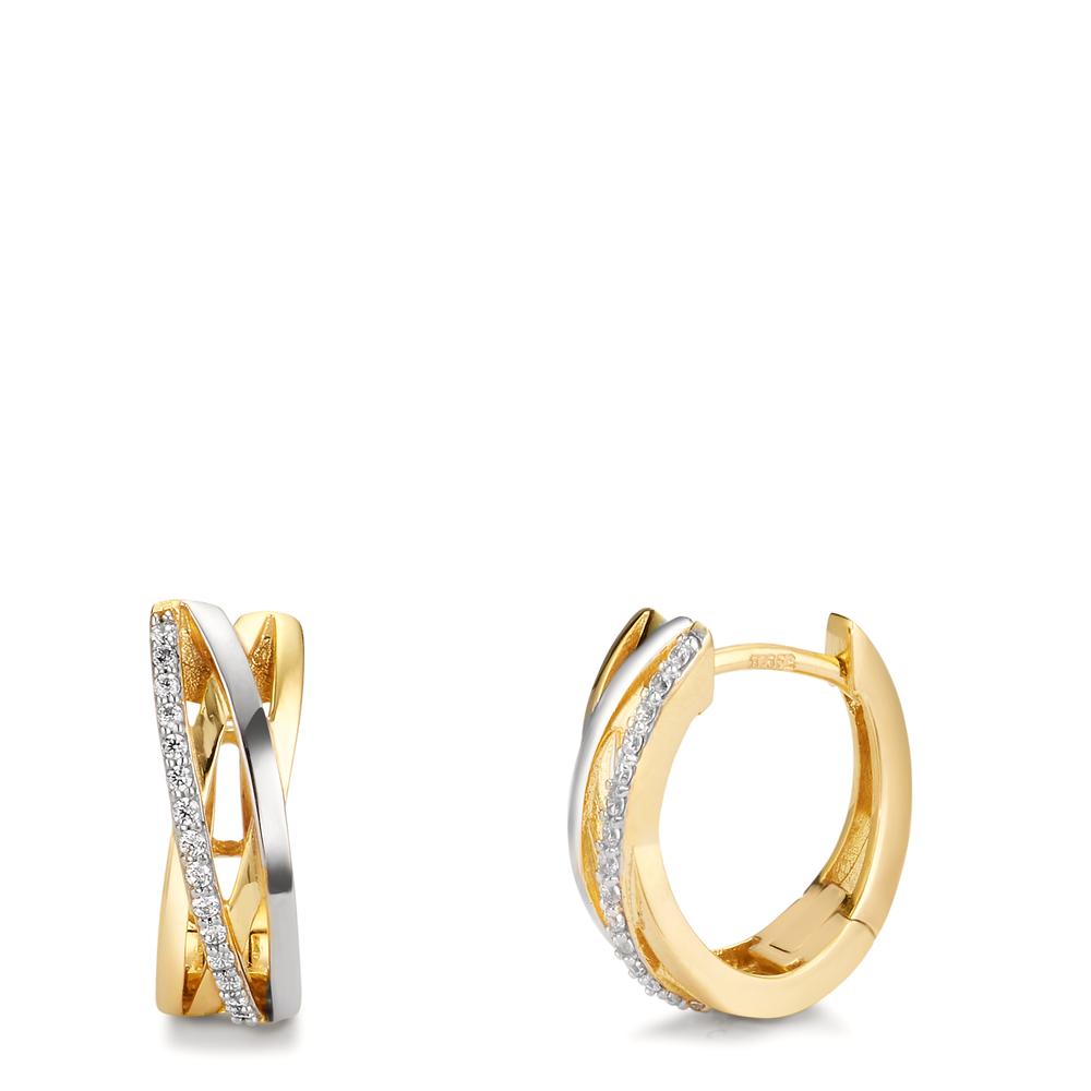 Klappcreolen 375/9 K Gelbgold Zirkonia bicolor-607326