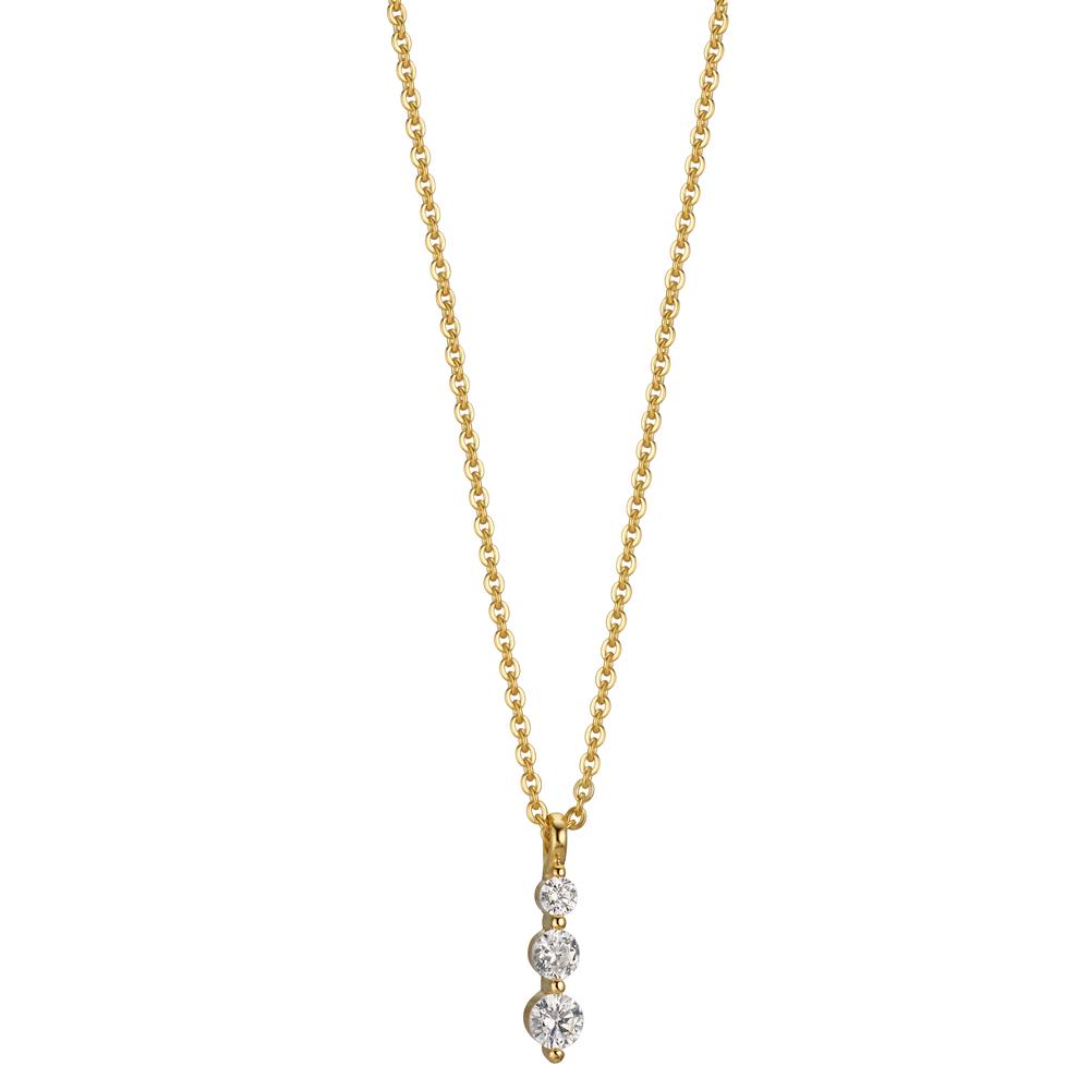Collier 375/9 K Gelbgold Zirkonia 3 Steine 42 cm-607327
