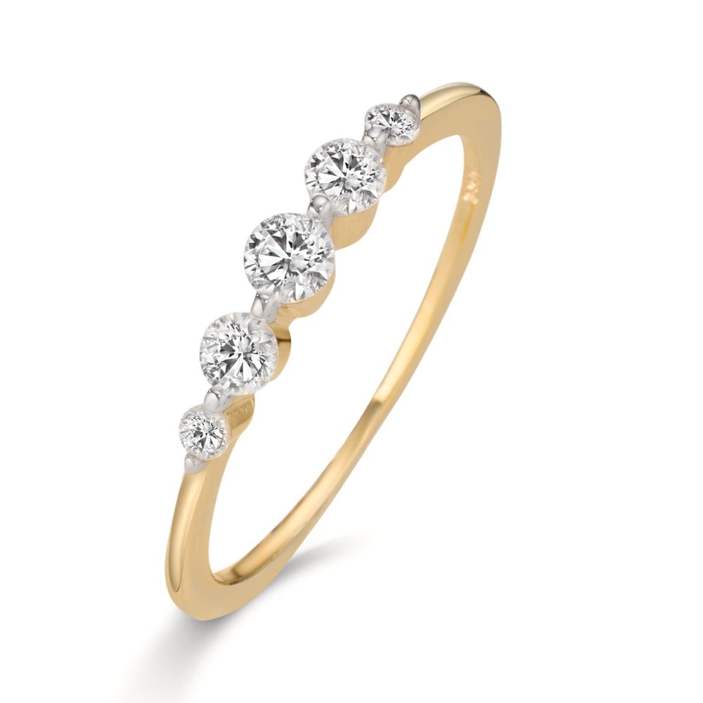 Bague Or jaune 9K Zircone 5 Pierres-607328