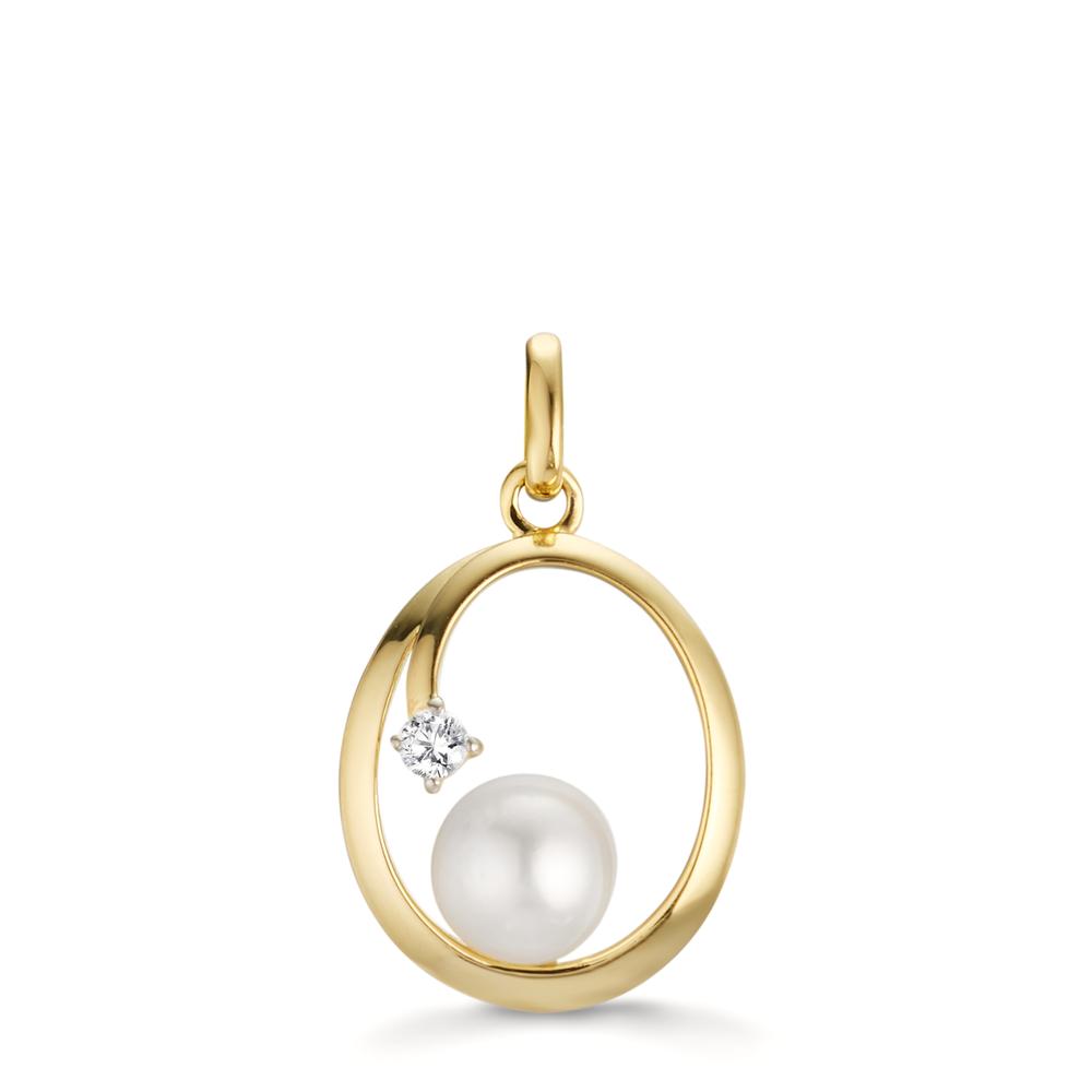 Anhänger 375/9 K Gelbgold Zirkonia Süsswasserzuchtperle-607332
