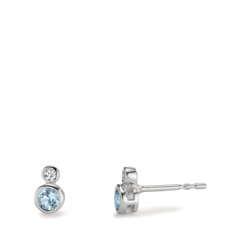 Clous d'oreilles Or blanc 9K Zircone 2 Pierres, Topaze 2 Pierres-607377