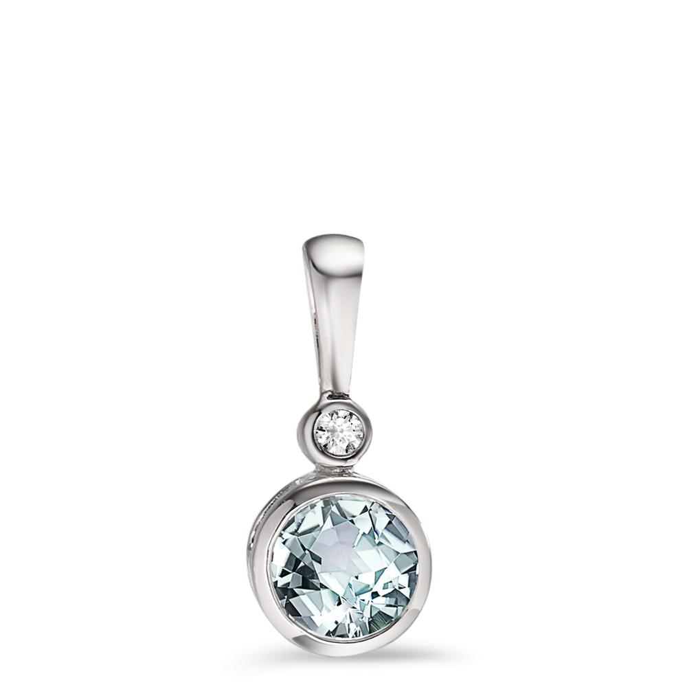 Pendentif Or blanc 9K Zircone, Topaze-607378