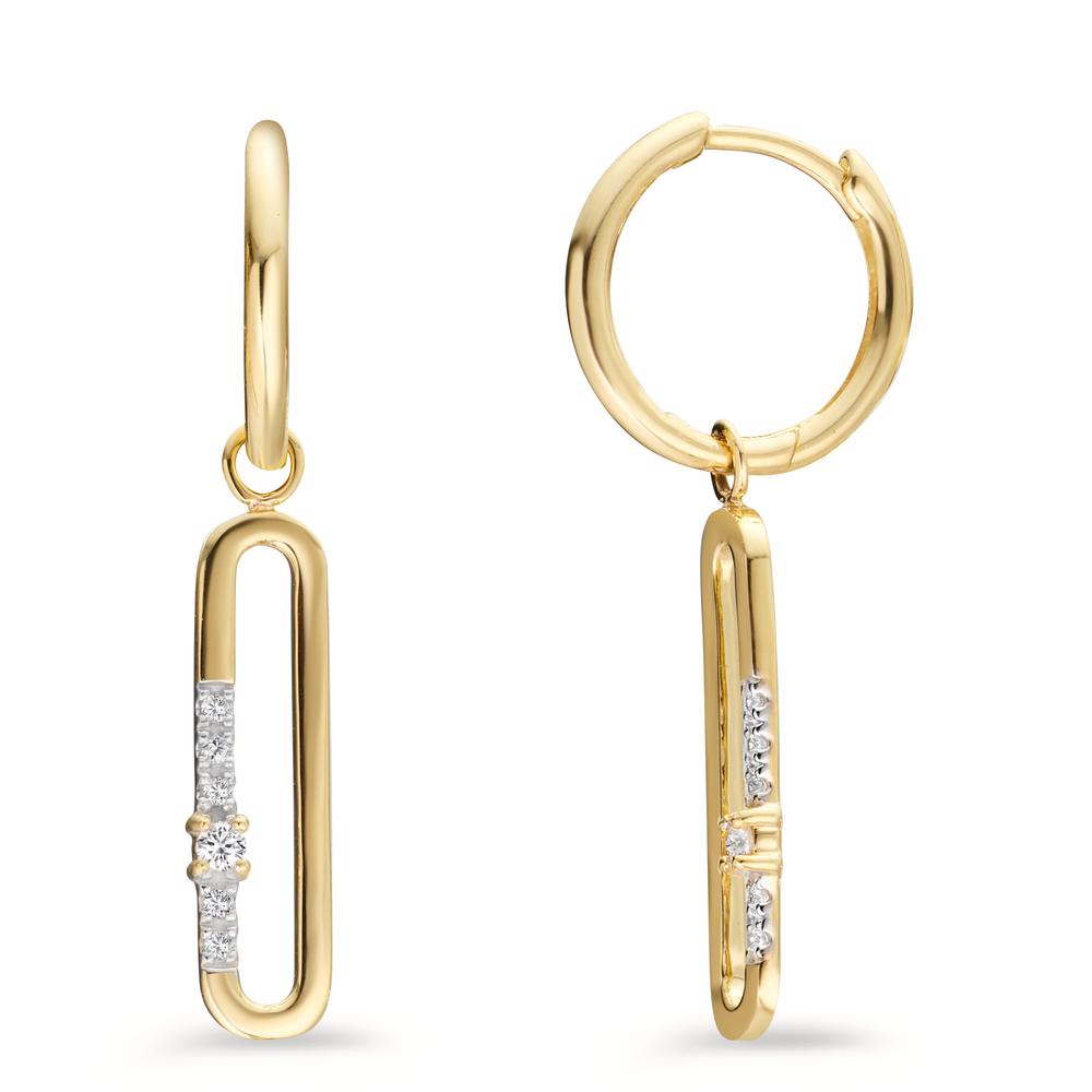 Créoles à charnières Or jaune 9K Zircone 12 Pierres-607384