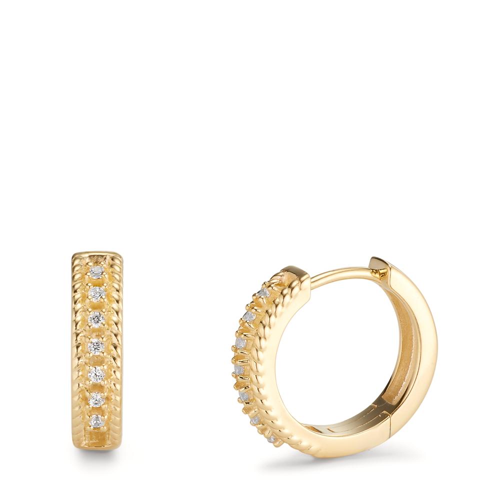 Créoles à charnières Or jaune 9K Zircone 14 Pierres-607387