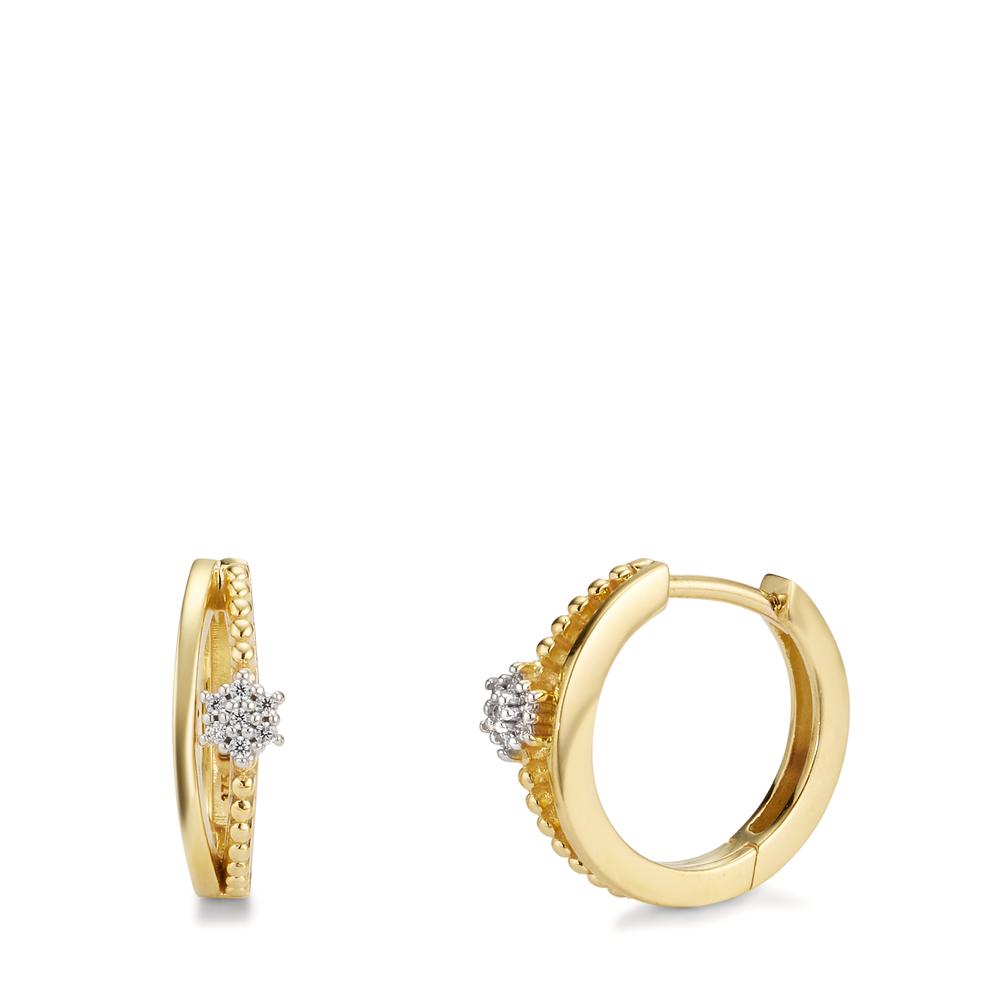 Créoles à charnières Or jaune 9K Zircone 14 Pierres-607390