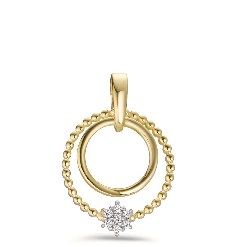 Pendentif Or jaune 9K Zircone 7 Pierres Ø12.5 mm-607391